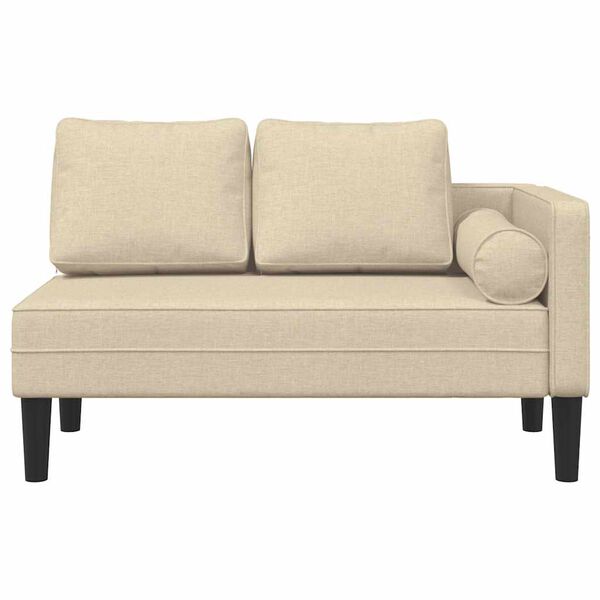 vidaXL Schäslong med dynor gräddvit tyg