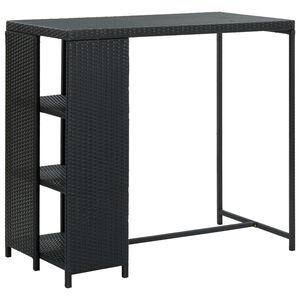 vidaXL Barbord med f&ouml;rvaringshyllor svart 120x60x110 cm konstrotting