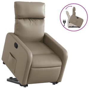 vidaXL Reclinerf&aring;t&ouml;lj med uppresningshj&auml;lp cappuccino konstl&auml;der