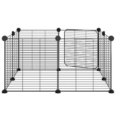 vidaXL Husdjursbur svart 8 paneler 35x35 cm stål