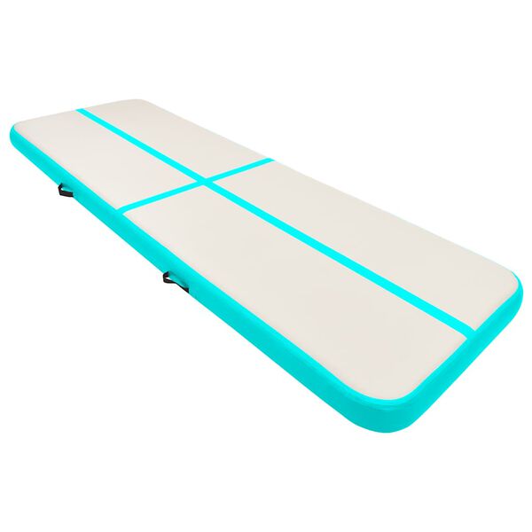 vidaXL Uppbl&aring;sbar gymnastikmatta med pump 500x100x20 cm PVC gr&ouml;n