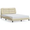 vidaXL Bed Frame with LED without Mattress "Hvar" Cream 140x190 cm Fabric