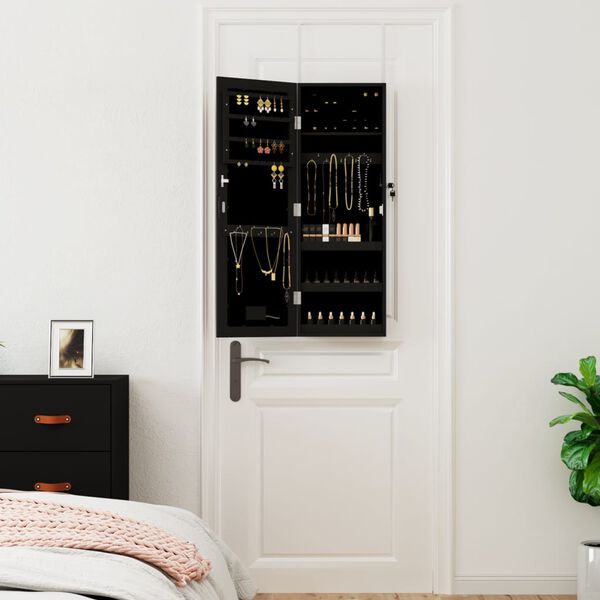 vidaXL Spegelskåp med LED-lampor väggmonterat svart