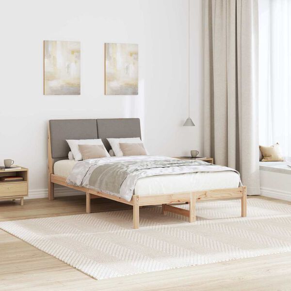 vidaXL S&auml;ngram med huvudgavel Brun och taupe 120 x 190 cm Massiv furu