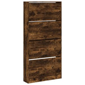 vidaXL Skosk&aring;p med 4 flip-l&aring;dor r&ouml;kf&auml;rgad ek 80x21x163,5 cm