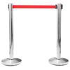 vidaXL Avspärrningsstolpar med band 4 st rostfritt stål silver