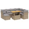 vidaXL Matgrupp f&ouml;r tr&auml;dg&aring;rden med dynor 8 delar beige konstrotting