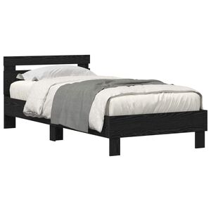 vidaXL S&auml;ngram med huvudgavel Svart Ek 100 x 200 cm Konstruerat tr&auml;