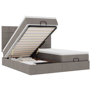 vidaXL Ottoman s&auml;ngram med madrasser taupe 180x200 cm tyg