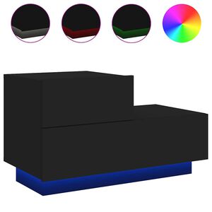 vidaXL S&auml;ngbord med LED-belysning svart 70x36x40,5 cm