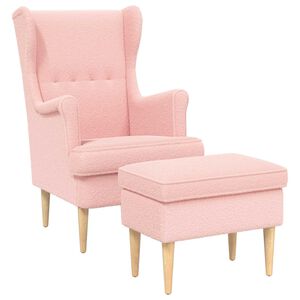 vidaXL F&aring;t&ouml;lj med fotpall 2 st Rosa Boucl&eacute;