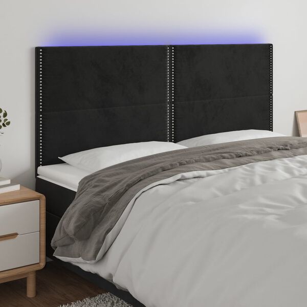 vidaXL S&auml;nggavel LED svart 160x5x118/128 cm sammet