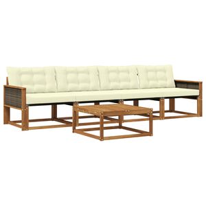 vidaXL Utomhussoffset med kudde 5 pcs Naturlig och Gr&auml;dde