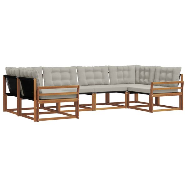 vidaXL Utomhussoffset med kudde 6 pcs Naturlig och Ljus Gr&aring;