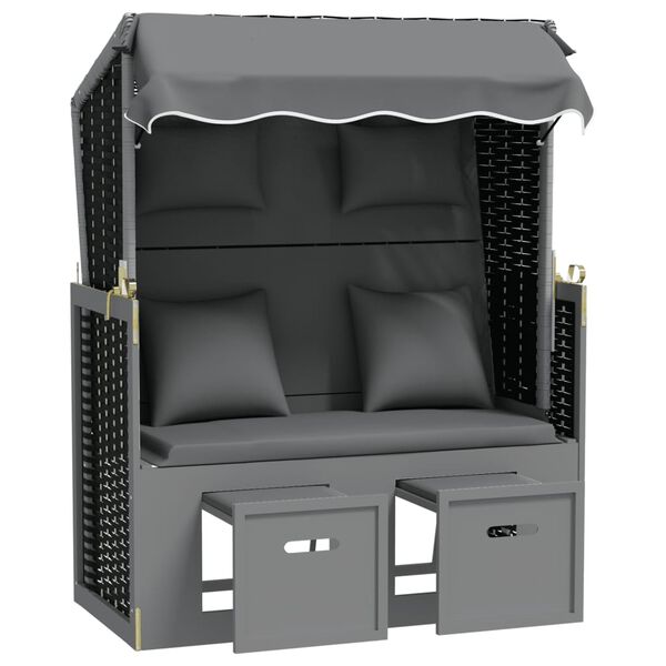 vidaXL Strandkorg med dyna konstrotting och massivt tr&auml; antracit&svart