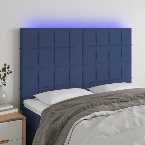 vidaXL S&auml;nggavel LED bl&aring; 144x5x118/128 cm tyg