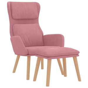 vidaXL Vilstol med fotpall rosa sammet