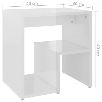 vidaXL Sängbord vit högglans 40x30x40 cm konstruerat trä