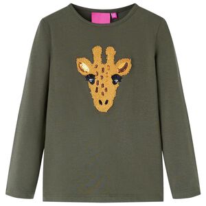 T-shirt med l&aring;nga &auml;rmar f&ouml;r barn kaki 104