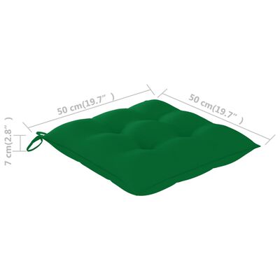 vidaXL Trädgårdsstolar med gröna dynor 4 st massiv teak