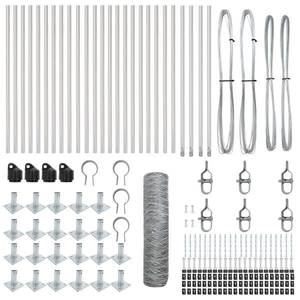 vidaXL St&auml;ngselstolpe Silver 50 x 1 m (36 mm n&auml;t) St&aring;l