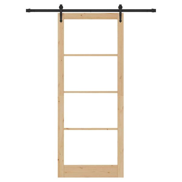 vidaXL Skjutd&ouml;rr Naturf&auml;rg 83 x 232 cm Massivt talltr&auml; och glas