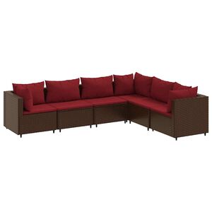 vidaXL Loungegrupp med dynor brun konstrotting