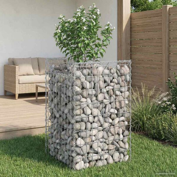 vidaXL Gabion upph&ouml;jd s&auml;ng Silver 50 x 50 x 80 cm Galvaniserat St&aring;l