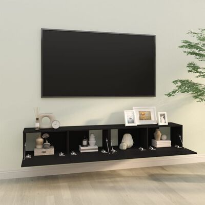 vidaXL Väggmonterade tv-bänkar 2 st svart 100x30x30 cm konstruerat trä