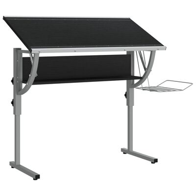 vidaXL Ritbord svart och grå 110x53x(58-87) cm konstruerat trä & stål