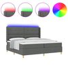 vidaXL B&auml;ddfj&auml;der med madrass med LED -remsljus Gr&aring; 140 x 200 cm tyg