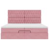 vidaXL Ottoman s&auml;ngram med madrasser rosa 200x200 cm sammet