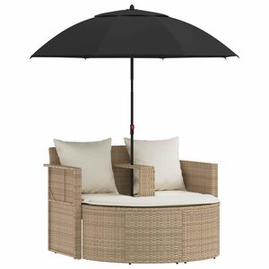 vidaXL Tr&auml;dg&aring;rdsoffa med kudde 8 pcs Beige och kr&auml;mvit konstrotting