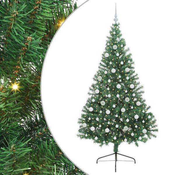 vidaXL Konstgjord F&ouml;rbelyst Julgran med 300 LED-lampor Gr&ouml;n 210 cm PVC