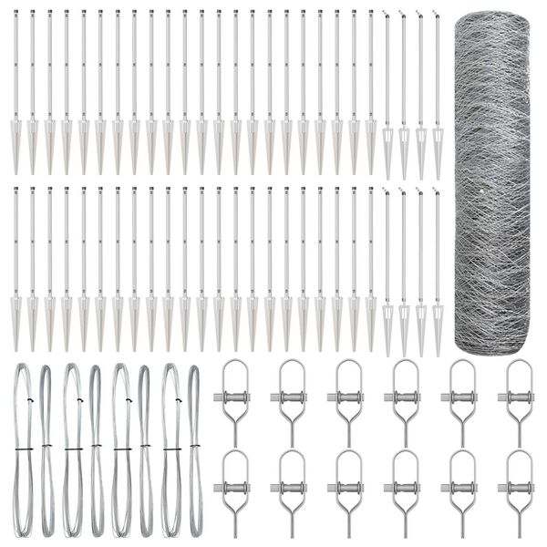 vidaXL St&auml;ngselstolpe Silver 100 x 0,8 m (50 mm n&auml;t) St&aring;l