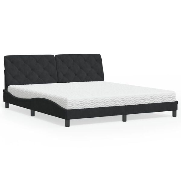 vidaXL Bed with Mattress Black 180x200 cm Velvet