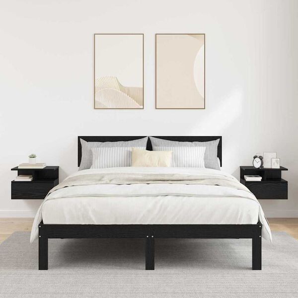 vidaXL Flytande Nattduksbord med l&aring;da 2 pcs Svart Ek 40 x 31 x 28 cm