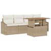 vidaXL Tr&auml;dg&aring;rdsoffset med kudde 5 pcs Beige Poly rattan