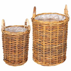 vidaXL Planteringskorg GENDT 2 st Naturlig Brun Kubu Rattan