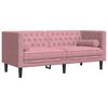 vidaXL Soffgrupp chesterfield 3 delar bolsterkuddar rosa sammet