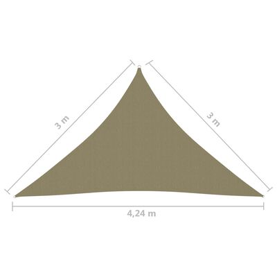 vidaXL Solsegel oxfordtyg trekantigt 3x3x4,24 m beige