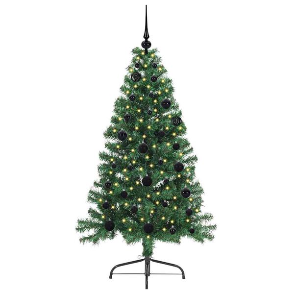vidaXL Konstgjord F&ouml;rbelyst Julgran med 150 LED-lampor Gr&ouml;n 150 cm PVC