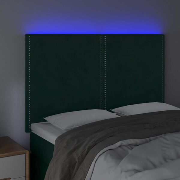 vidaXL S&auml;nggavel LED m&ouml;rkgr&ouml;n 144x5x118/128 cm sammet