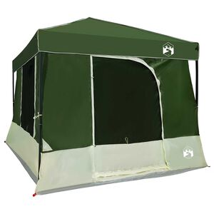 vidaXL Campingt&auml;ltset med tak med lagring 2 pcs Gr&ouml;n Taffeta och tyg