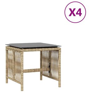 vidaXL Tr&auml;dg&aring;rdspallar m. dynor 4 st mix beige 41x41x36cm konstrotting