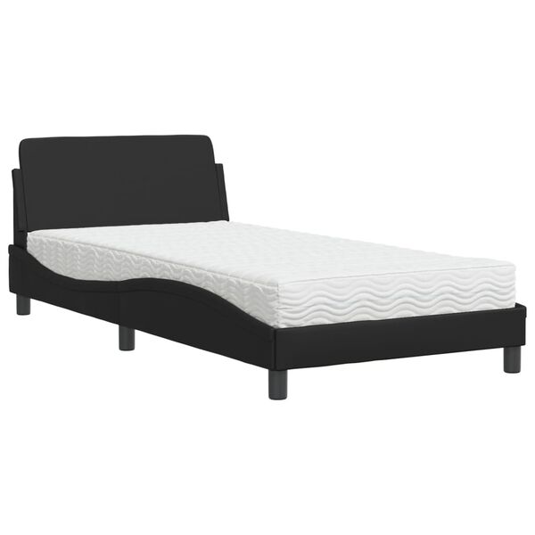 vidaXL Bed with Mattress "Dover" Black 100x200 cm Faux Leather