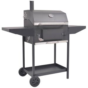 vidaXL R&ouml;kgrill BBQ kol med nedre hylla svart