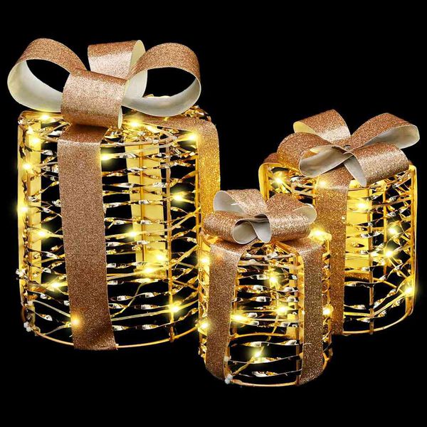 vidaXL Dekoration för Presentlåda 3 pcs Varmvit 20 x 20 x 20 cm PET