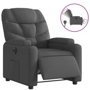 vidaXL Elektrisk reclinerf&aring;t&ouml;lj m&ouml;rkgr&aring; tyg