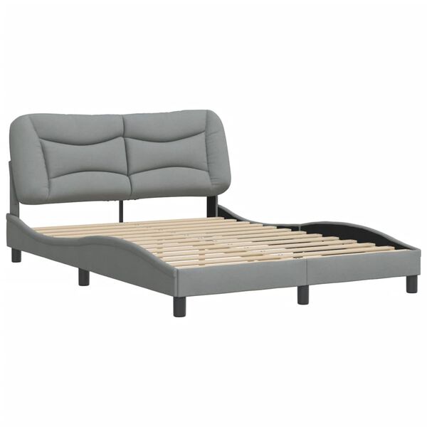 vidaXL Bed Frame without Mattress "Hvar" Light Grey 140x190 cm Fabric